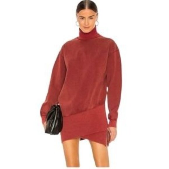 Young Fabulous & Broke Turtleneck Sweater Dress Large Asymmetrical Zipper Orange - Picture 3 of 13